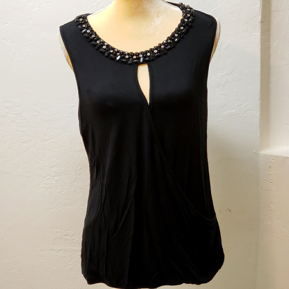CUPIO Brand black top with embellished neck